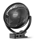 8 Inch Clip On Fan With 10000mAh Battery showing clip base and grid front from a side angle