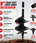Beefy 18 Inch Earth Auger Drill Bit Set For Tractor Mounts, 4 Ft Long, showing solid steel shaft and replaceable edges