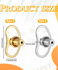 8 Pack Earring Lifters Backings For Droopy Ears Large Stud Back Replacements Tight Locking Earring Findings With Anti Slip Grip All Day Secure Fit For Heavy Earrings Durable Silver And Gold Set product size diagram