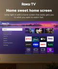 Roku TV Smart Projector With WiFi And Bluetooth displaying home screen with streaming apps and navigation menu.