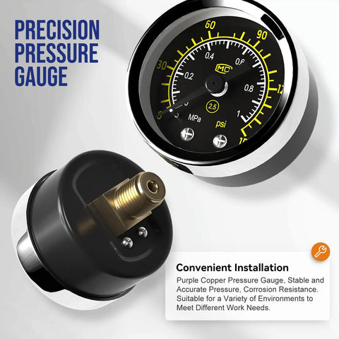 Precision pressure gauge from Air Regulator With Gauge And Water Separator For One Half Inch NPT Air Line, corrosion-resistant