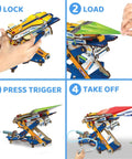 Step-by-step use of 2in1 Hydraulic Paper Airplanes And Darts Launcher STEM Toy For Kids Ages 6 To 14, Easy DIY Build Kit.