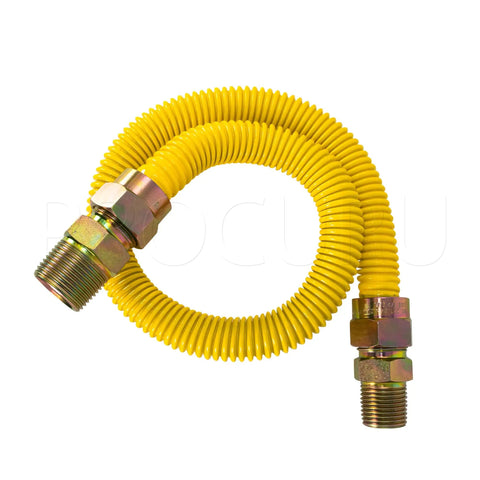 Five Eighth Inch Flexible Gas Connector Kit Seventy Two Inch Long Stainless Steel SafeGuard Yellow Weatherproof Coating