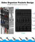 Side view of Heavy Duty Power Tool Organizer Cart With Charging Station And Battery Storage showing pocket design