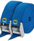 Beefy 1.5 Inch Tie Down Straps, 20 Feet Pair In Bright Blue, 2000 Lb MBS, UV Protected Webbing That Won't Stretch When Wet