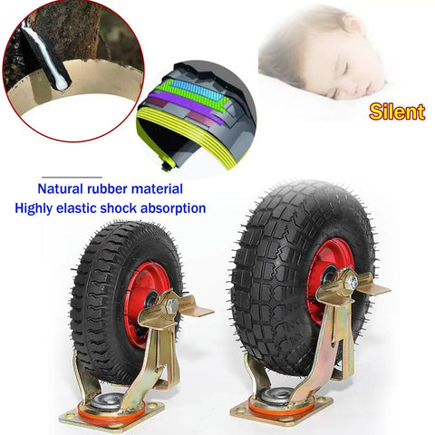 Beefed Up Heavy Duty Caster Wheels With Top Plate Swivel For Carts And Trolleys Rubber Rolling Casters with shock absorption feature.