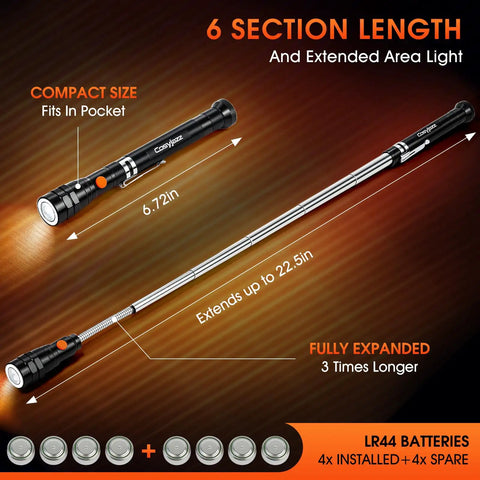 Magnetic Pickup Tool With LED Flashlight And Telescoping Magnet, Extendable Neck For Handywork, A Must Have Gift For Men, Dads, Husbands, Mechanics, And Tech Enthusiasts On Fathers Day, Birthdays Or Christmas