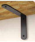Rock Solid Steel Corner Brackets 1 Pair Heavy Duty Wall Mounted Floating Shelf Hardware Effortless Install 10 Inch black bracket mounted under shelf