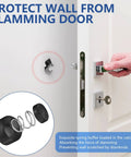 Stainless Steel Magnetic Door Stop Heavy Duty For All Door Types Keeps Doors Open Wall Mount Door Holder Catch Rust Proof SUS 304 Ideal For Home Office And Apartment Use showcasing spring buffer design protecting wall from door impact.