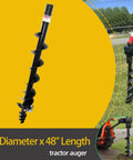 Six Inch Diameter Post Hole Auger For Tractor Mounted Digger 48 Inch Long With Reinforced Collar For Two Half Inch Bolts