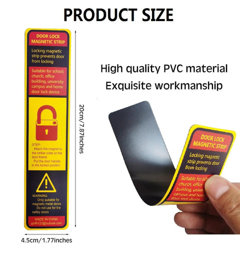 Six Pack Magnetic Lockdown Strips For Iron Door Frames With High Density Magnets, Yellow strip held showing PVC detail