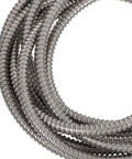 Top Notch Flexible Stainless Steel Wire Loom Sleeve For Heavy Duty Cable Management showing coiled silver tubes with smooth surface.