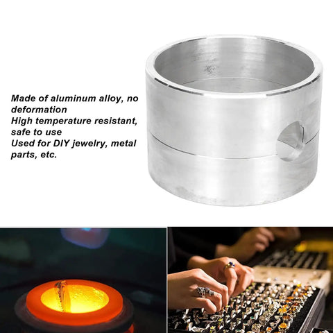 DIY Jewelry Casting Kit With Aluminum Alloy Cylindrical Sand Casting Mold For Ring Making And Small Batch Metal Jewelry, Casting Flask For Handmade Crafts And Studio Projects. Aluminum alloy cylindrical mold for ring casting.