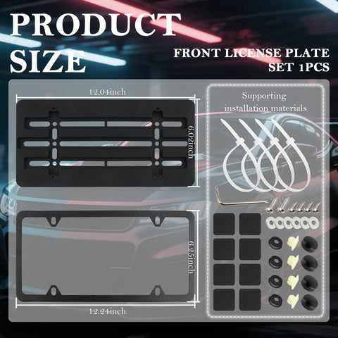 No Drill Front License Plate Frame Mount For Cars Universal License Plate Bracket With Screws Easy Install hardware set