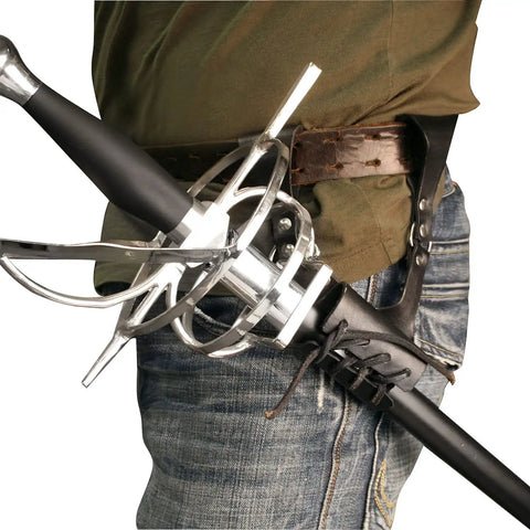 Universal Leather Sword Frog With Steel Hardware Eight Inches Overall Adjustable Lacing For A Proper Fit Fits A Wide Variety Of Swords