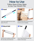 How to use Heavy Duty Stretch Wrap 15 Inch 1000 Foot Rolls with Beefy Handles in four easy steps.