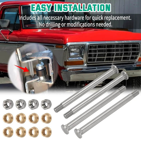 Door Hinge Pin And Bushing Repair Kit For Ford F150 F250 F350 1973 1979 And Bronco 1978 1979 Stainless Steel RPM System.