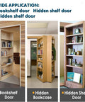 Heavy Duty Door Pivot Hinges For Wood Doors 360 Degree Hidden Door Hinge For Secret Doors shown on installed bookshelf doors