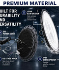 Side view of Hella Bright 150W UFO LED High Bay Light 10-Pack, 19500LM, 5000K Daylight, IP65 ETL Dimmable 0-10V with US plug and hook