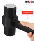4 Pound Sledge Hammer With Steel Head And 12 Inch Fiberglass Handle Shock Resistant Drop Forged Construction in hand
