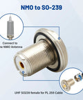 NMO To UHF SO239 Connector Adapter For VHF UHF Ham Radio Mobile Antenna Mount With Cover PL259, showing adapter detail.