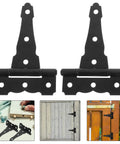 Heavy Duty Iron Gate Hinges 2 Pack For T Shaped Mounting In Matte Black Farmhouse Style Doors And Windows Built Tough