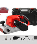 Portable Mini Belt Sander For Woodworking Home Use All Copper Motor High Speed Flat Grinder with sanding belts and case.