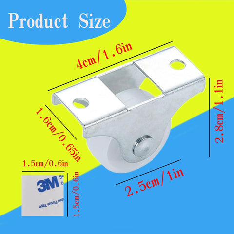 Metal fixed mini caster bracket with 1-inch wheel; non-swivel, for furniture