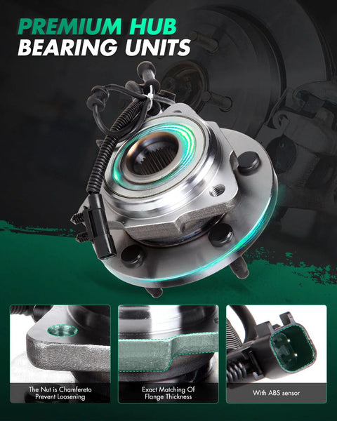 Beefed-Up Front Wheel Bearing And Hub Assembly Set For Jeep Wrangler 2007 2008 2009 2010 With ABS 5-Lug 3.8L 513272 close-up view