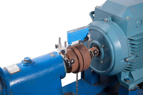 Pro Grade Shaft Alignment Tool TKSA 11 For Precise Drive System Alignment on machinery, visible in blue and metallic components.