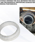 Exhaust Donut Gasket 2 Pack 2.5 Inch Graphite Material shown sealing an exhaust flange to prevent leaks, close-up view