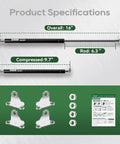 Heavy Duty RV Gas Struts 16 Inch With 38 Pounds Of Assisting Force For No Sweat One Hand Hatch Lifting specifications image.