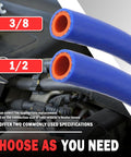 Blue silicone heater hoses in 3/8 and 1/2 inch sizes for Thickened Silicone Heater Hose Kit With Five Clamps