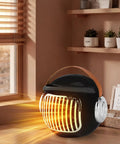2 Pack Desk Heater For Office And Small Spaces, Personal Electric Heater with PTC Ceramic Fast Heating 500W on wooden shelf