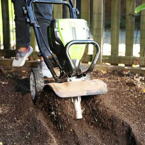 80V Cordless Cultivator With 10 Inch Tilling Width And 5 Inch Tilling Depth Includes 2Ah Battery And Charger Beefed-Up Brushless Motor