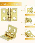 100 Pack Mini Brass Hinges For Jewelry Boxes And Small Cabinets, 180 Degree Rotation Gold Butt Hinges, cabinet drawer connectors.