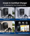 Heavy Duty 48 Amp Level 2 EV Charger With 25 Ft Cable Hardwired 240V Wall Station J1772 Standard with water and snow resistance features.