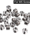 30 Piece M5 Thread Repair Kit With Helicoil Inserts And Insertion Tools For Damaged Threads DIY Auto And Home Projects M5 X 0.8mm Stainless Steel Set For Durable Heavy Use showing multiple stainless helicoil inserts.