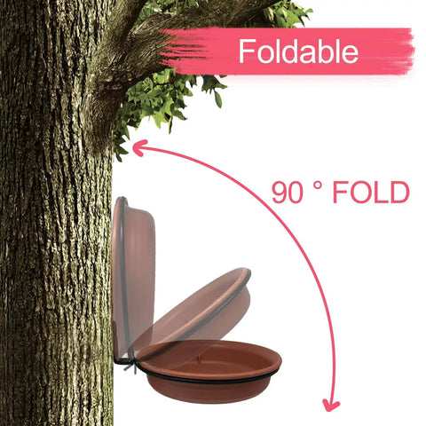 Built Tough Tree Mounted Bird Feeder With Brick Red Bath Tray 8.5 Inch Diameter 1.85 Inch Deep Iron Finish Foldable Installation