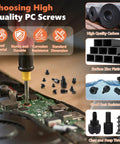 Premium Heavy Duty Computer Screws Kit Featuring Slick Zinc Plated Fasteners And Foolproof Threaded Standoffs For Effortless Pc Builds Worth Grabbing Now. PC screws with screwdriver in use, showing zinc plating and assembly hardware.
