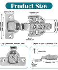 Diagram showing dimensions of Soft Close Cabinet Hinges 24 Pack Full Overlay 105 Degree Concealed Hinges With Clip On Plates