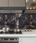 Black Marble Peel And Stick Contact Paper With Gold Veins Removable Matte Finish on kitchen backsplash