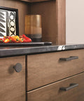 Matte Black Cabinet Knob One And Three Eighths Inch Diameter Versa Drawer Handle For Cabinets And Furniture Modern Slick Hardware For Kitchen And Bath 1 Pack Durable Metal Construction on wooden drawer