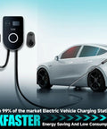 Top Shelf Smart Wifi Level 2 Ev Charger Station 48 Amps Adjustable 240 Volt Home Electric Vehicle charging from wall with sleek design.