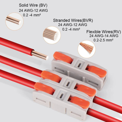 Lever Wire Connector Set Bulk 30 Piece Mini Quick Connectors Push In 1 In 1 Out Butt Splice Inline Terminals For 24 12 AWG
