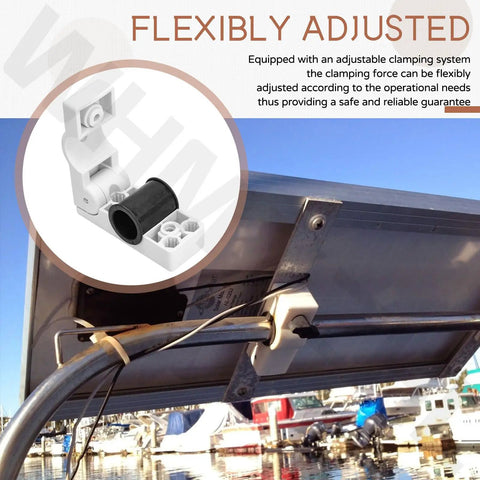 4 Pack Removable Rail Mount Clamps 327199-1 Compatible With Round Tubing For Marine Rails Retrofit Kit shown on solar panel