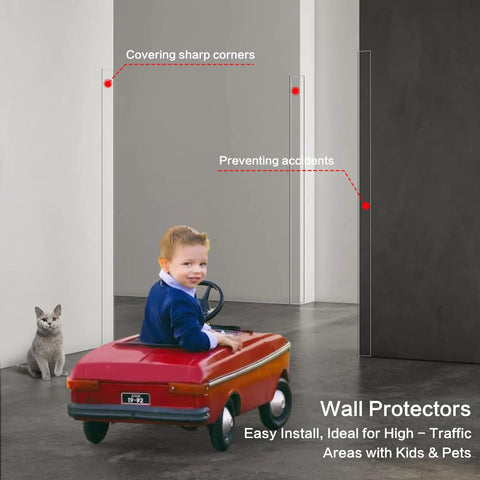 Top Shelf Clear Self Adhesive Wall Corner Protectors Keep Door Frames Cabinets And Baseboards Looking Crisp While Battling Daily Nicks Perfect Diy Project Pick 31 5 By 1 18 Inch showing child avoiding sharp corners.