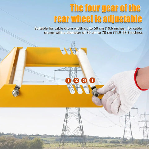 Rock Solid Heavy Duty Cable Drum Roller Stand Smooth Rolling Wire Reel Dispenser adjustable rear wheel for 30-70 cm spools