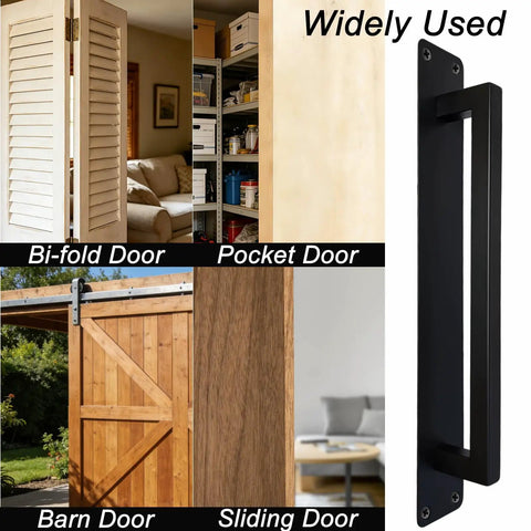Heavy Duty 10 Inch Sliding Door Handle In Matte Black Stainless Steel Surface Mount For Gate Patio Barn Door, Bi-fold, Pocket, and Sliding Door. 10 inch size.