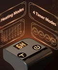 Control panel of Under Desk Electric Foot Warmer For Office And Home Quiet Portable Cozy Feet Warmer with timer and heating modes.